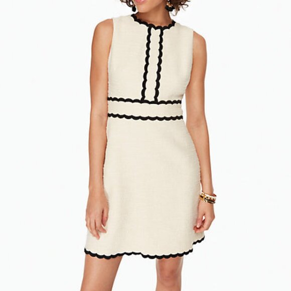 KATE SPADE *NWT* Scallop Tweed Dress Size 0 in Cream and Black - Picture 1 of 16
